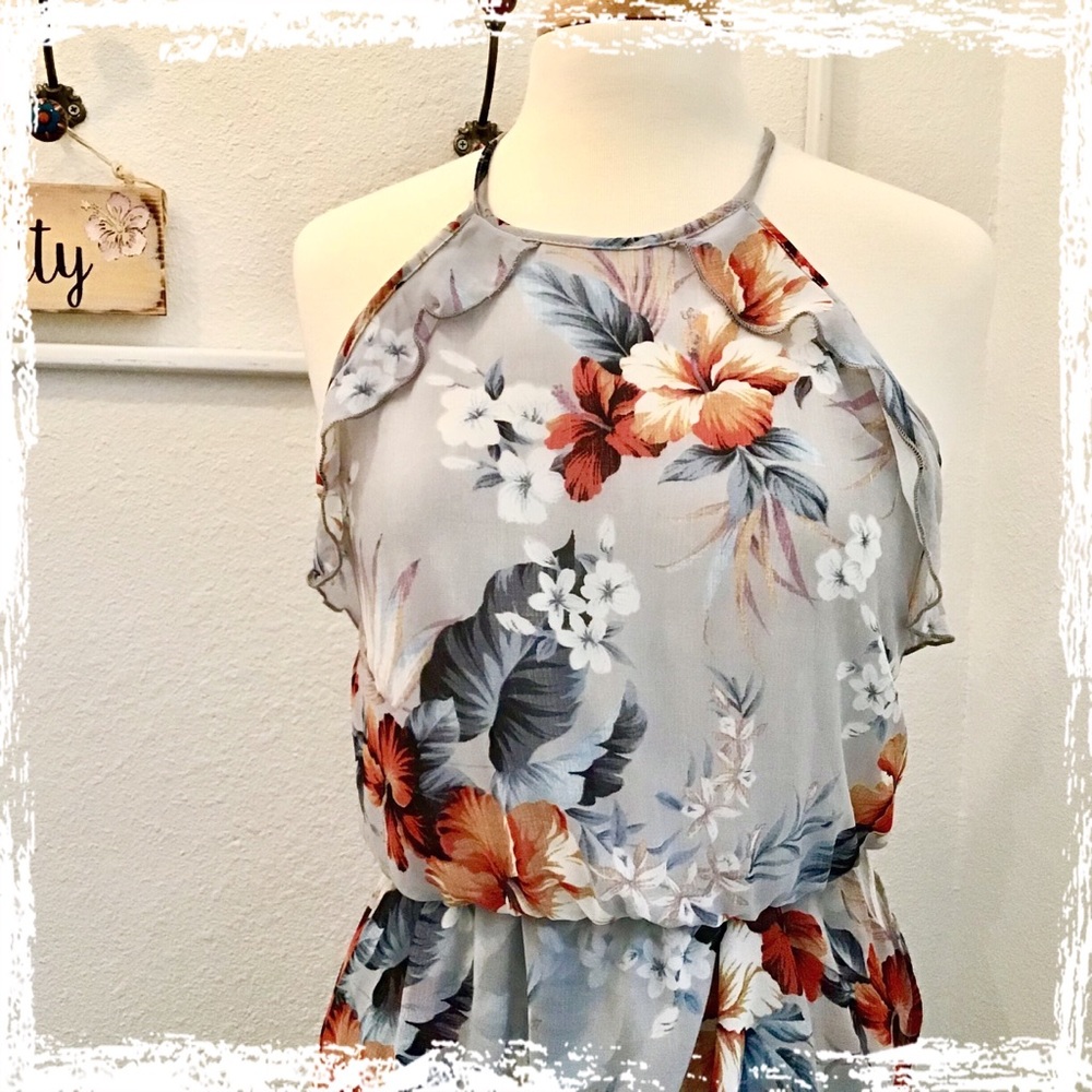 Tropical hi lo wrap dress